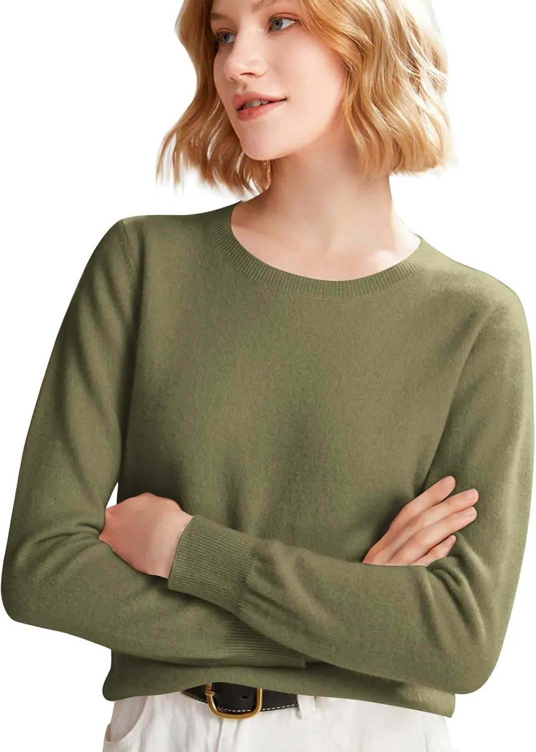 Cashmere Sweaters for Women Wool Blend Knit Sweater Long Sleeve Crewneck Pullover Sweater 2025 Trendy Spring Outfits
