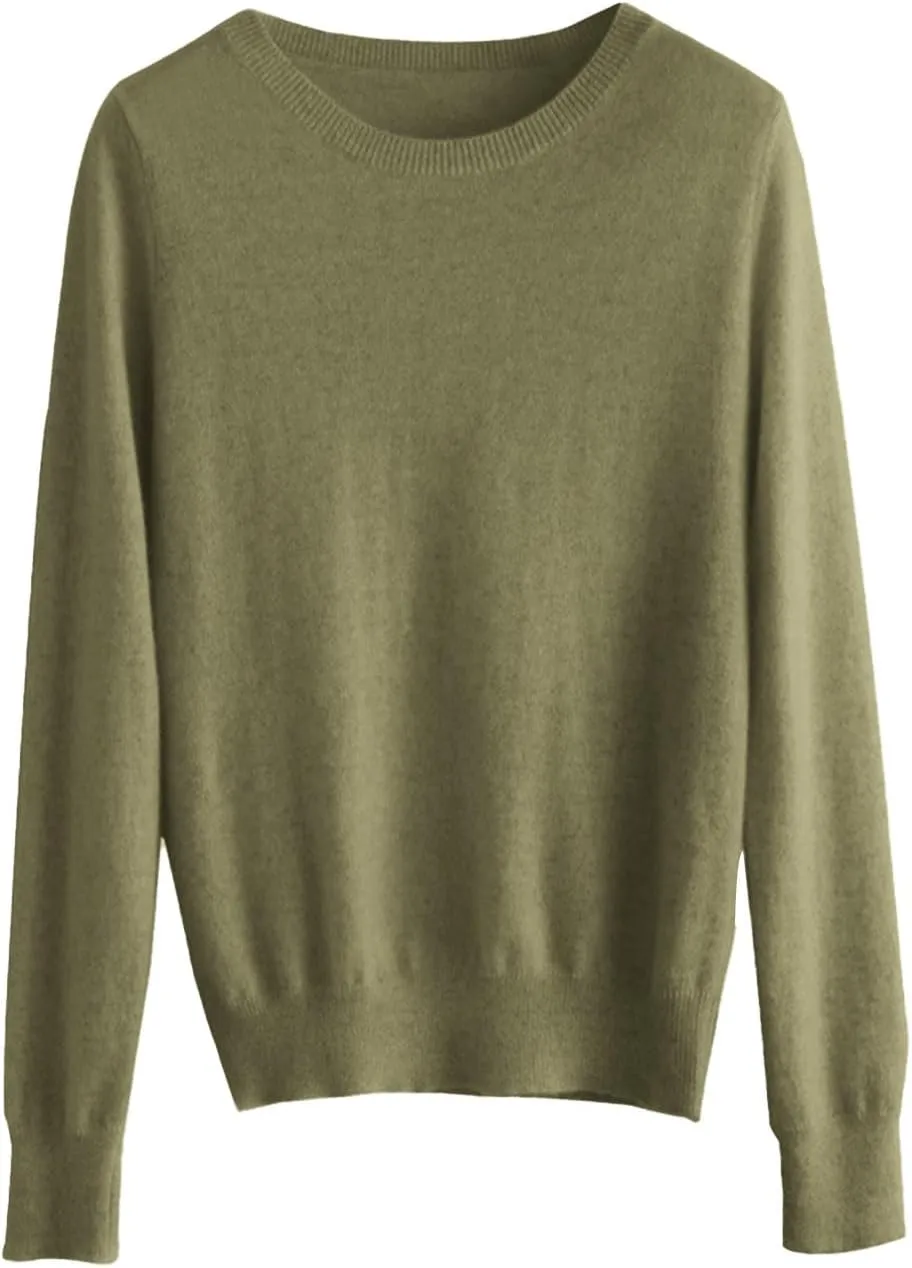 Cashmere Sweaters for Women Wool Blend Knit Sweater Long Sleeve Crewneck Pullover Sweater 2025 Trendy Spring Outfits