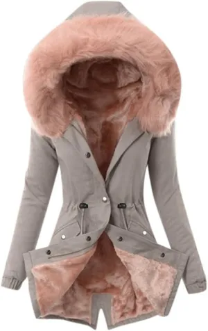 ChicCrate Sherpa Fleece Lined Jacket Women Hood Puffer Jacket Raw Hem Puffy Bubble Cotton Padded Thick Warm Coat
