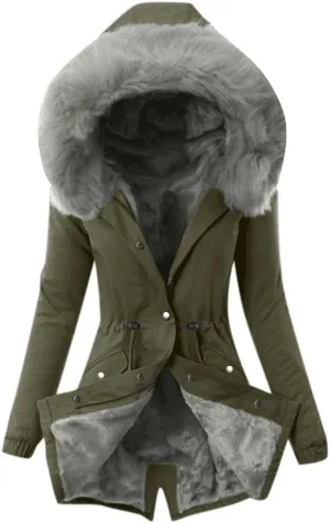 ChicCrate Sherpa Fleece Lined Jacket Women Hood Puffer Jacket Raw Hem Puffy Bubble Cotton Padded Thick Warm Coat