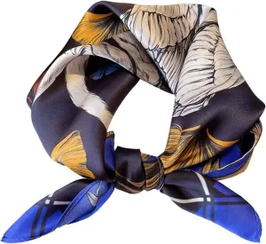 Chiffon Sheer Scarf 100% Mulberry Silk Scarf 53cm Lightweight Scarf Women Men Small Square Digital Printing Scarf Printe Chiffon Scarf (Main Color 53x53cm)
