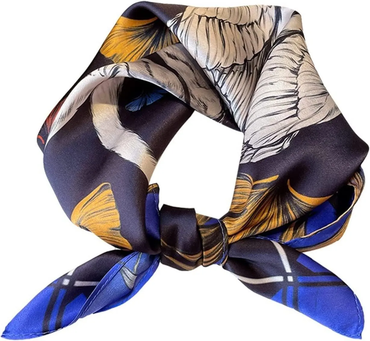 Chiffon Sheer Scarf 100% Mulberry Silk Scarf 53cm Lightweight Scarf Women Men Small Square Digital Printing Scarf Printe Chiffon Scarf (Main Color 53x53cm)