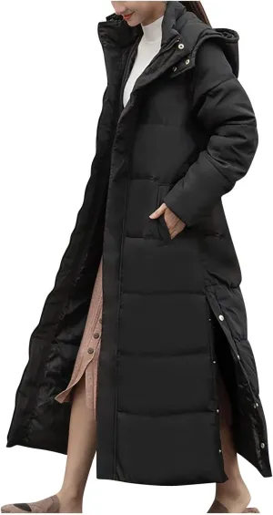 Christmas Gifts for Women Plus Size Winter Coats Long Hooded Puffer Jackets Outerwear Parkas Down Coats Quilted Jackets