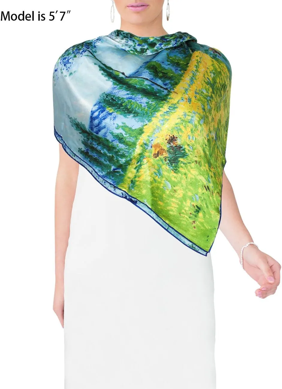 Dahlia Women's 100% Luxury Square Silk Scarf - Claude Monet's Paintings