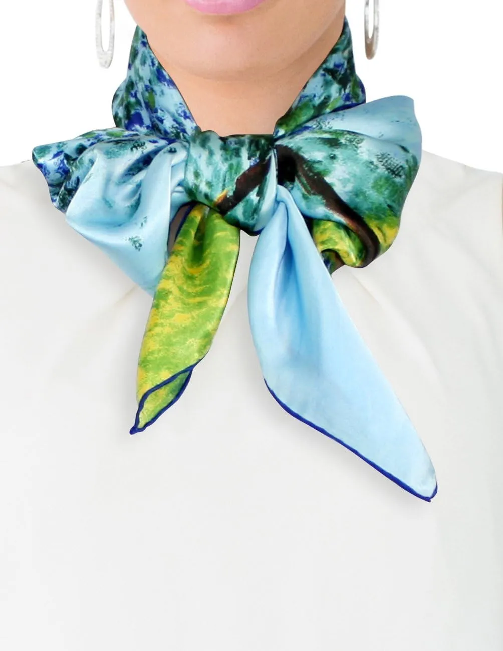 Dahlia Women's 100% Luxury Square Silk Scarf - Claude Monet's Paintings