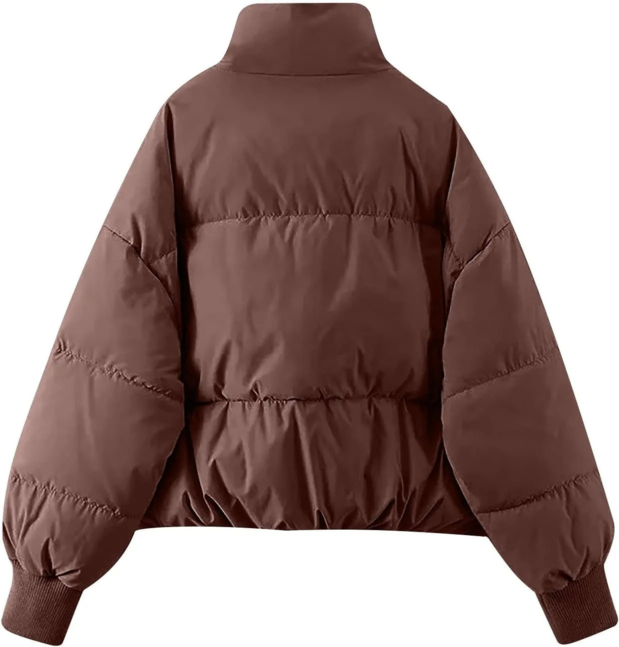 DASAYO Women Puffy Stand Collar Zip Up Puffer Jacket Fashion Quilted Down Outdoor Coats Winter Warm Baggy Padding Jackets Top