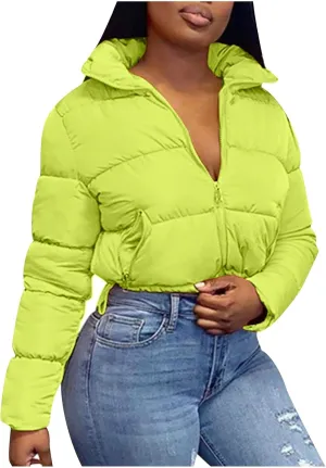 DASAYO Womens Zipper Short Puffer Jacket Bubble Puffy Quilted Down Coat Softest Winter Coat Fashion Water Repellent