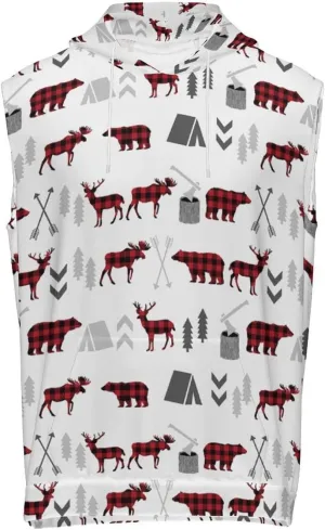 Deer Bear Men's Workout Tank Tops Sleeveless Running Shirts With Hoodie Workout Hooded