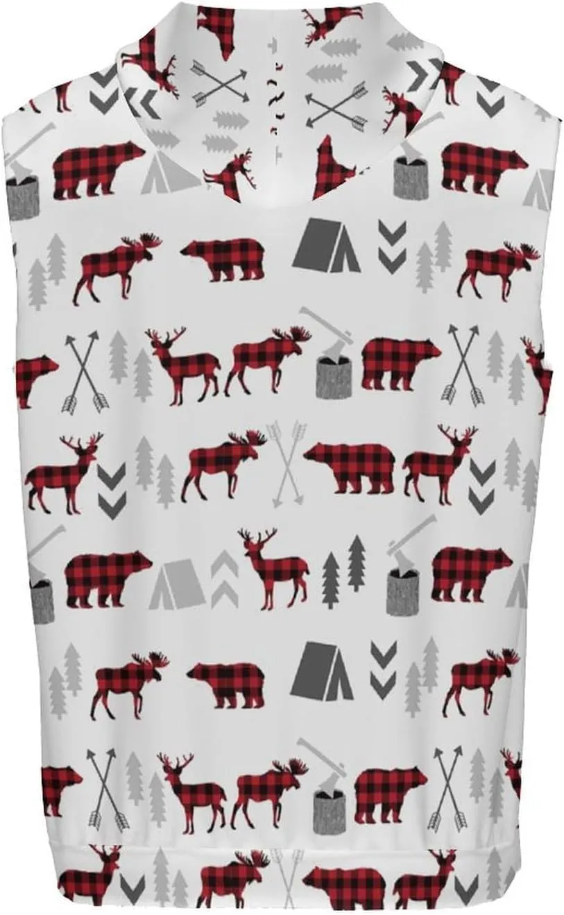 Deer Bear Men's Workout Tank Tops Sleeveless Running Shirts With Hoodie Workout Hooded