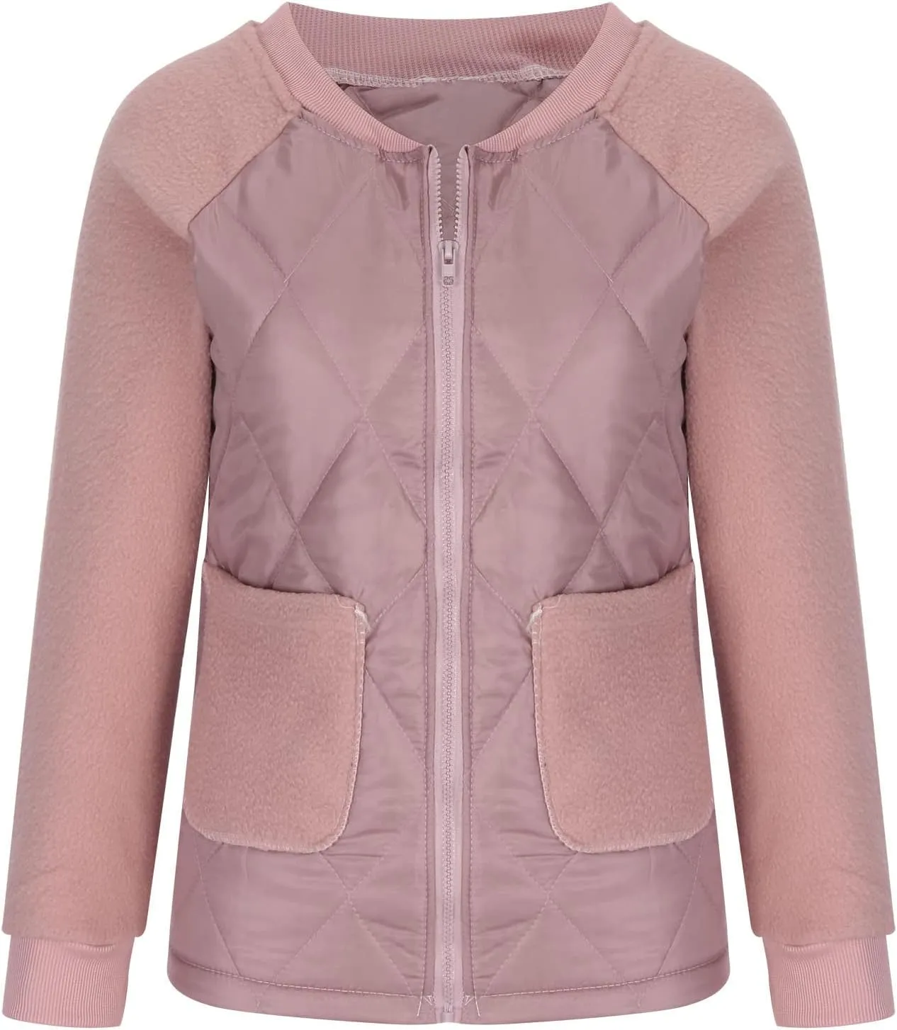 DOLKFU Women Full Zip Up Puffer Jacket Lightweight Warm Winter Clothes Quilted Coat 2022 Down Jackets Outwear With Pockets
