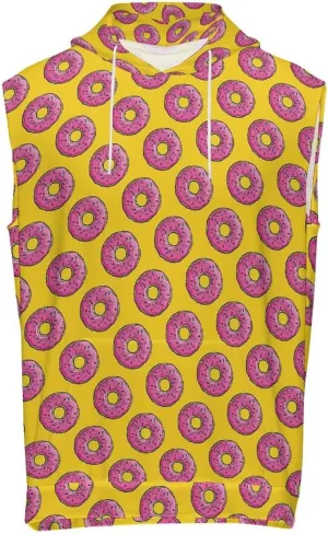Doughnut Men's Workout Tank Tops Sleeveless Running Shirts With Hoodie Workout Hooded