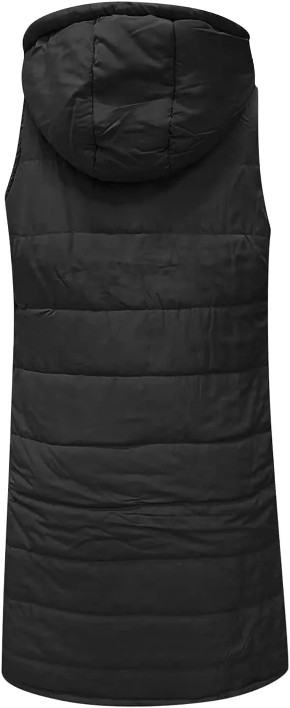 Eduavar Jackets for Women Trendy Winter Puffer Jacket Womens with Hood Warm Sleeveless Down Vest Full Zip Cardigan Coats