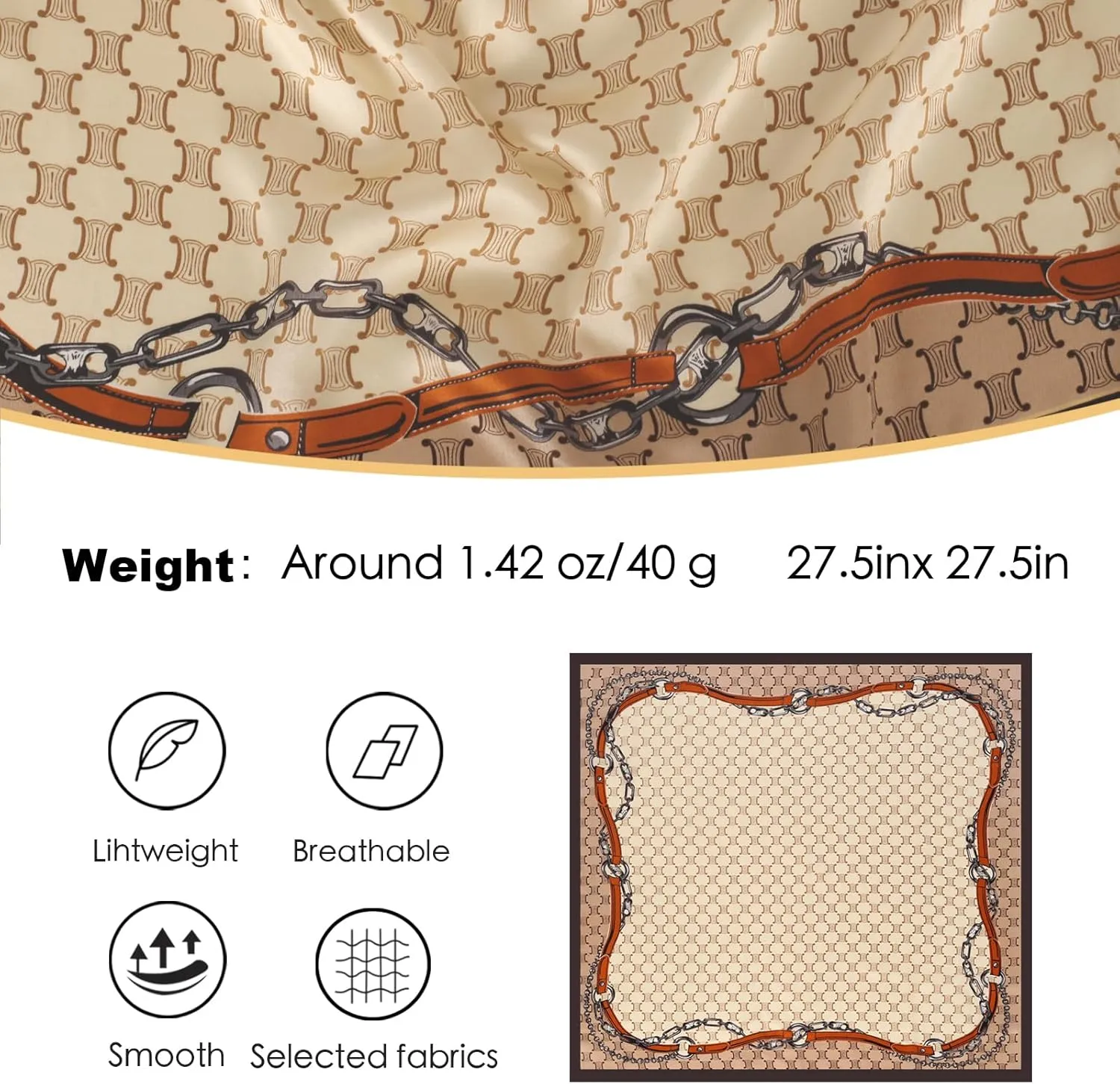 EXTREE 100% Pure Mulberry Silk Scarf Fashion Hair for Women Scarf Lightweight Square Neckerchief 27.5× 27.5 inches