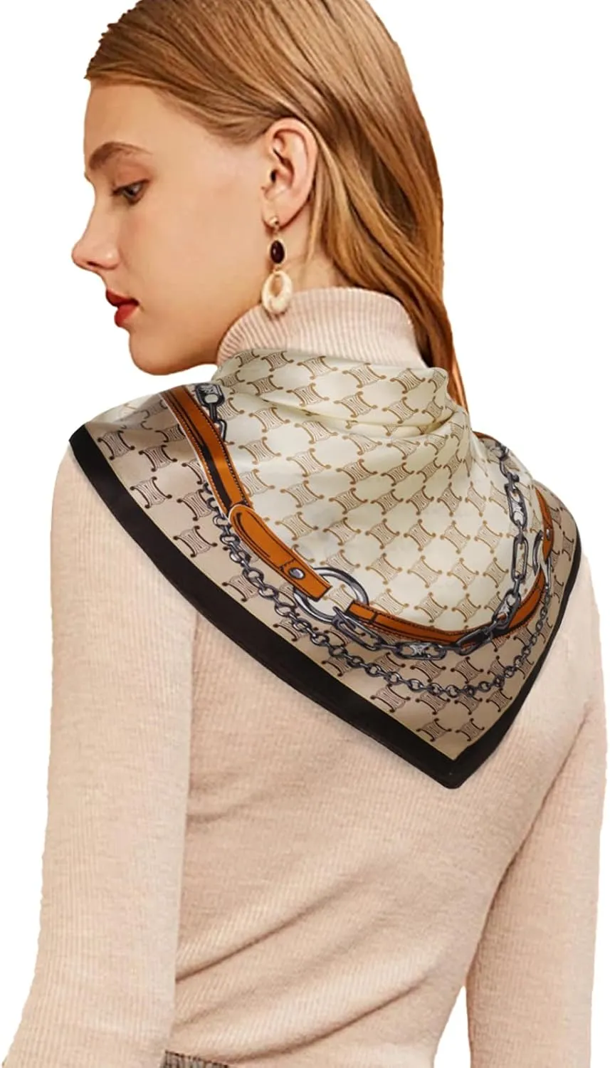 EXTREE 100% Pure Mulberry Silk Scarf Fashion Hair for Women Scarf Lightweight Square Neckerchief 27.5× 27.5 inches