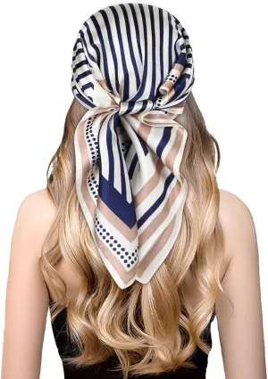 EXTREE 100% Pure Mulberry Silk Scarf Fashion Hair for Women Scarf Lightweight Square Neckerchief 27.5× 27.5 inches
