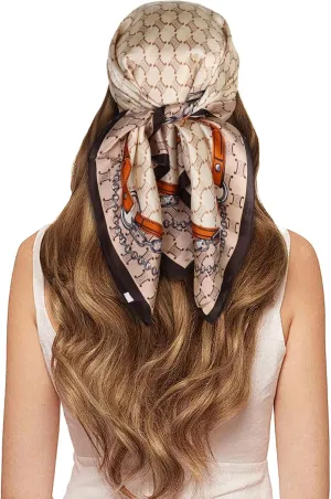 EXTREE 100% Pure Mulberry Silk Scarf Fashion Hair for Women Scarf Lightweight Square Neckerchief 27.5× 27.5 inches