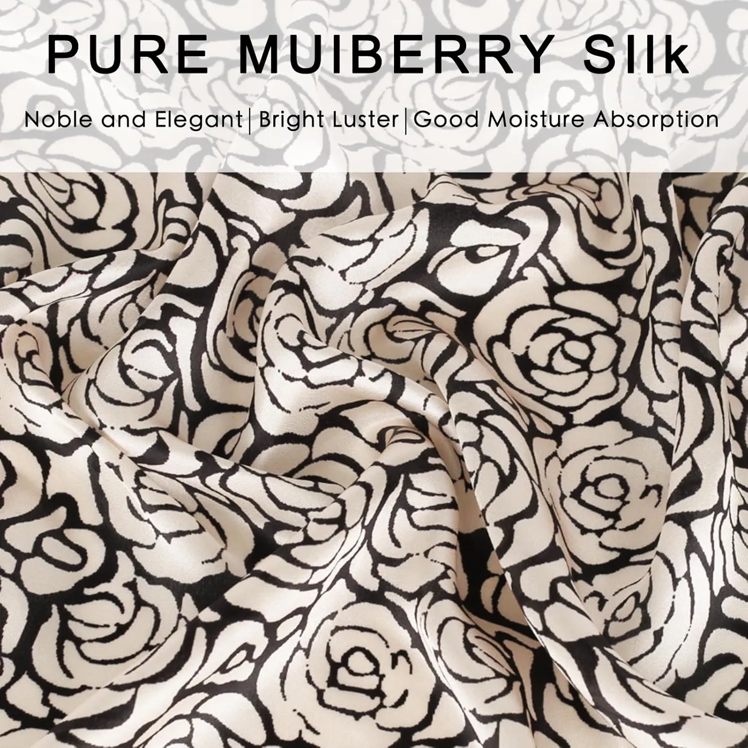 EXTREE 100% Pure Mulberry Silk Scarf Fashion Hair for Women Scarf Lightweight Square Neckerchief 27.5× 27.5 inches