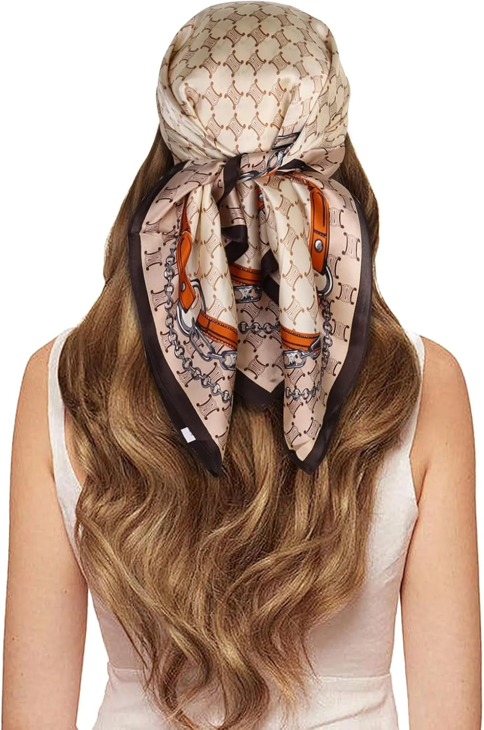 EXTREE 100% Pure Mulberry Silk Scarf Fashion Hair for Women Scarf Lightweight Square Neckerchief 27.5× 27.5 inches