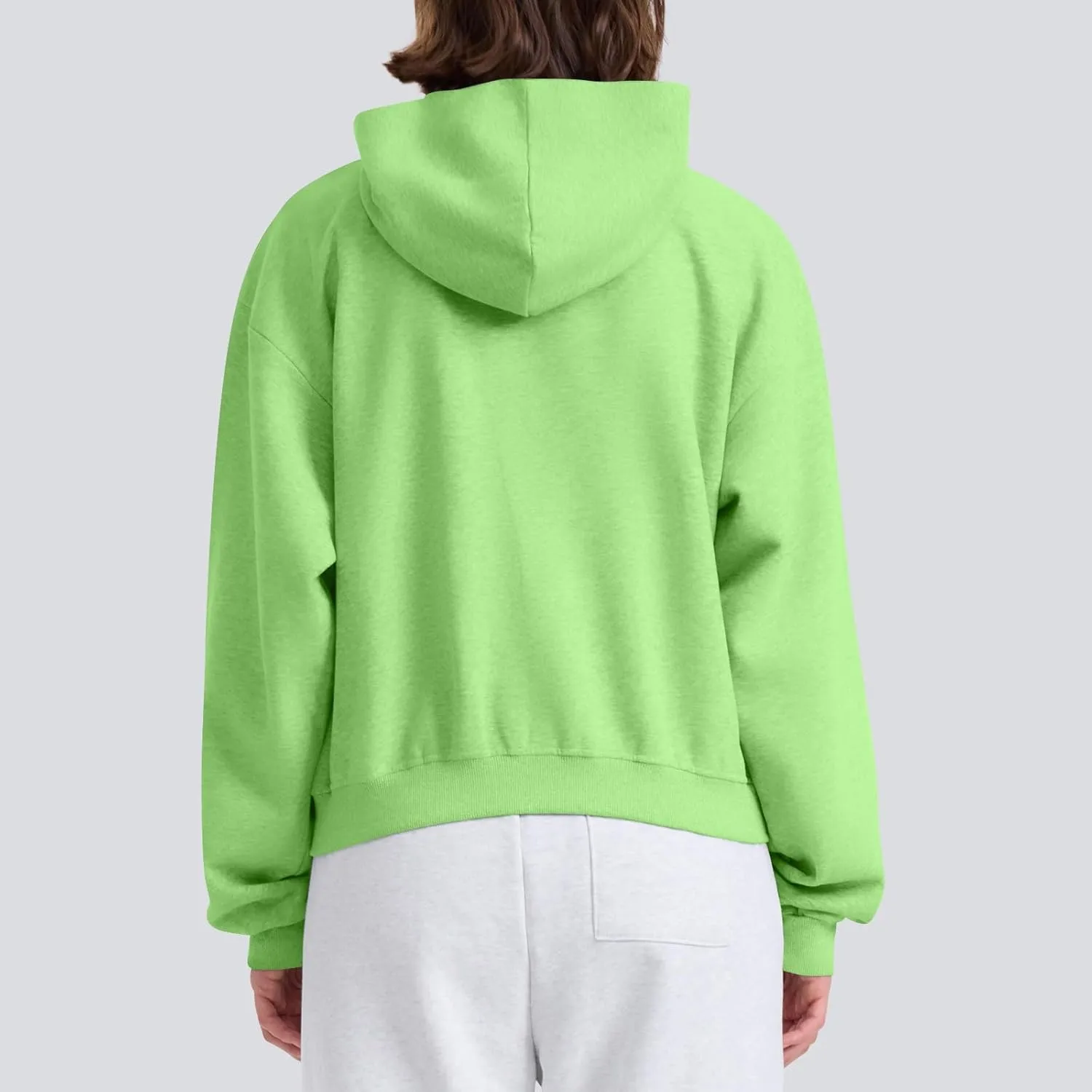 fanmpghleoo Fleece Hoodie Women Plain Oversized Zip Up Hooded Sweatshirt Y2k Zipper Comfy Hoodies Athletic Cropped Jackets