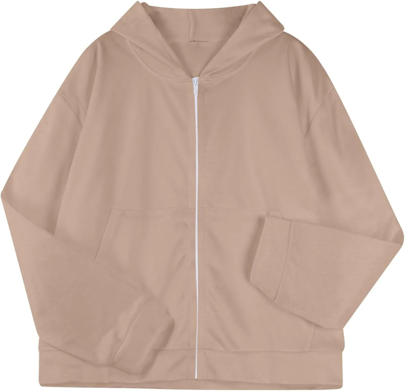 fanmpghleoo Fleece Hoodie Women Plain Oversized Zip Up Hooded Sweatshirt Y2k Zipper Comfy Hoodies Athletic Cropped Jackets