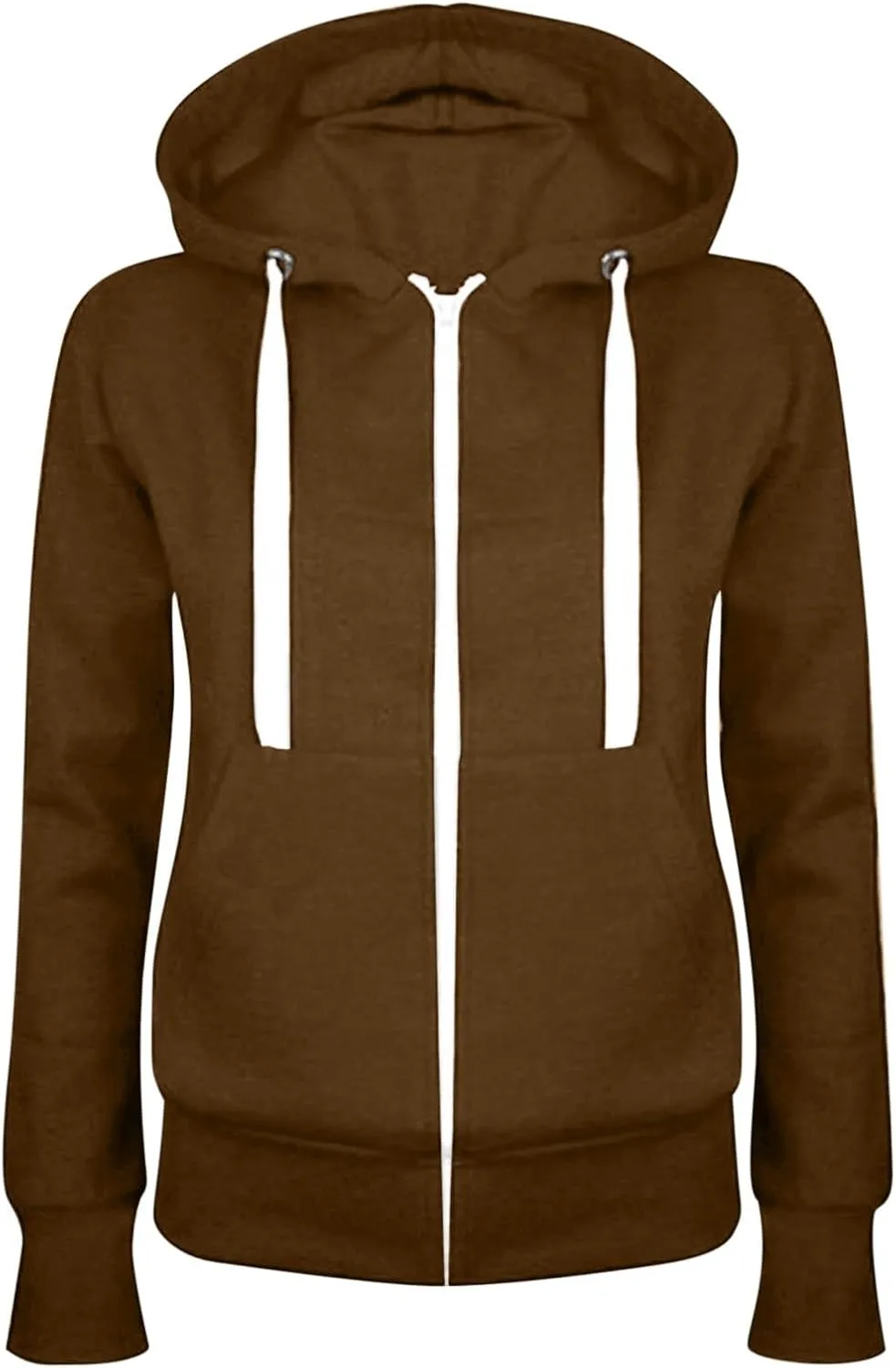 Fashion Hoodies Womens Long Sleeve Full Zip Up Lightweight Sweatshirt Casual Loose Fit Solid Color-Block Basic Jacket