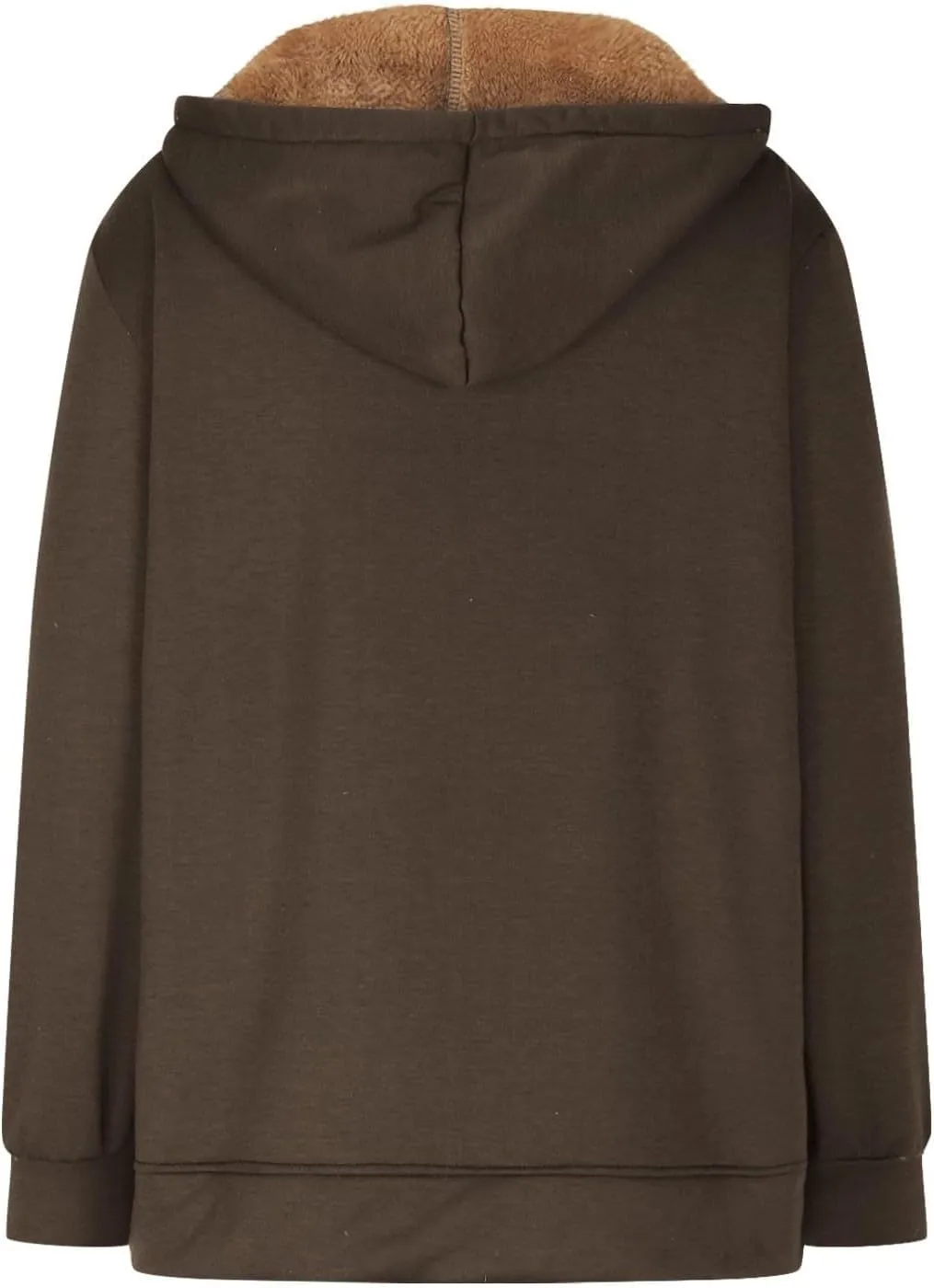 Fleece Lined Zip Up Hoodie Women Plus Size Hooded Sweatshirt Fuzzy Sherpa Lined Jacket Casual Drawstring Winter Coats