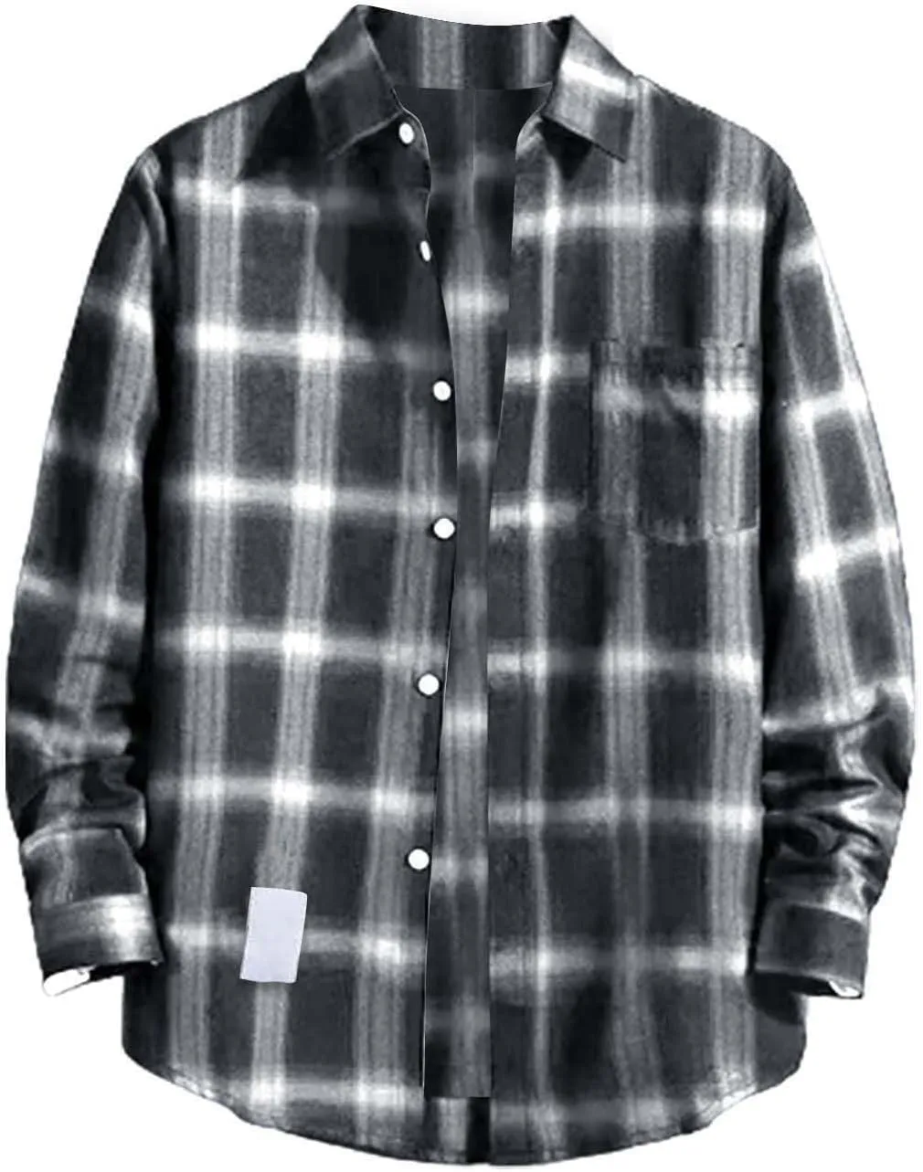 Fleece Plaid Flannel Jacket Button Long Sleeve Shirt Tops Men's Cardigan Long Sleeve Button Up Fleece Plaid Shirts