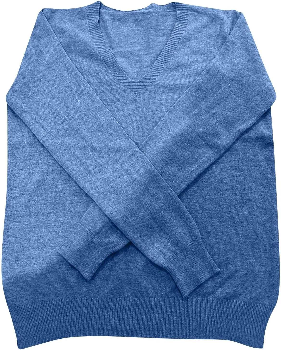 Fleece Pullover Women V Neck Solid Color Soft Lightweight Classic Sweater Trendy Casual Wool Sweater Top
