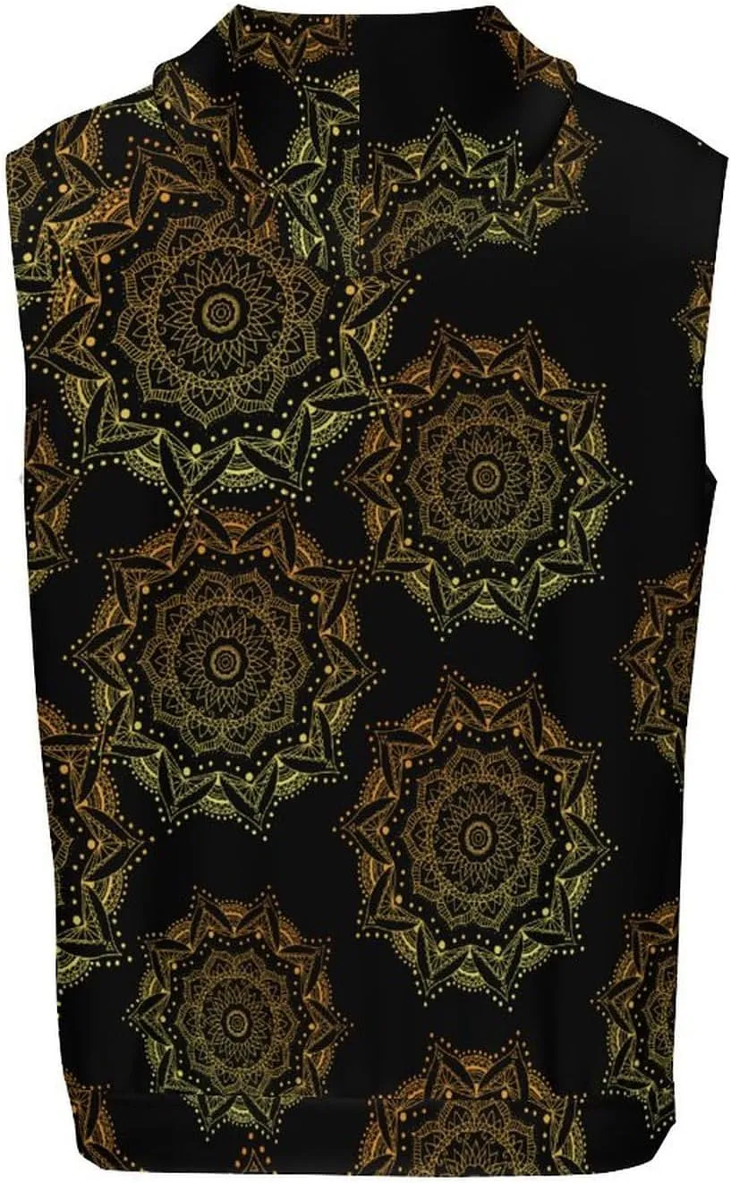Flower Mandala Men's Workout Tank Tops Sleeveless Running Shirts With Hoodie Workout Hooded