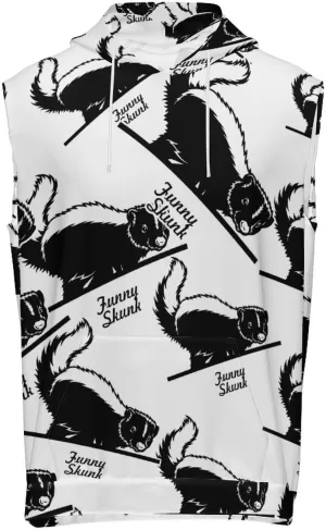 Funny Skunk Men's Workout Tank Tops Sleeveless Running Shirts With Hoodie Workout Hooded