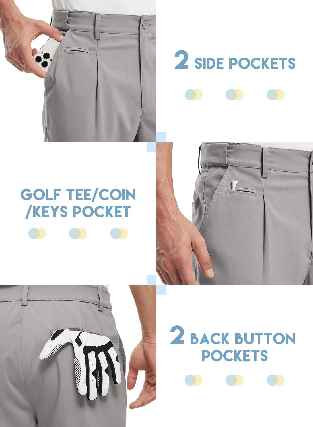 Gopune Men's Lightweight Golf Pants Classic Fit Quick Dry Casual Work Dress Pants