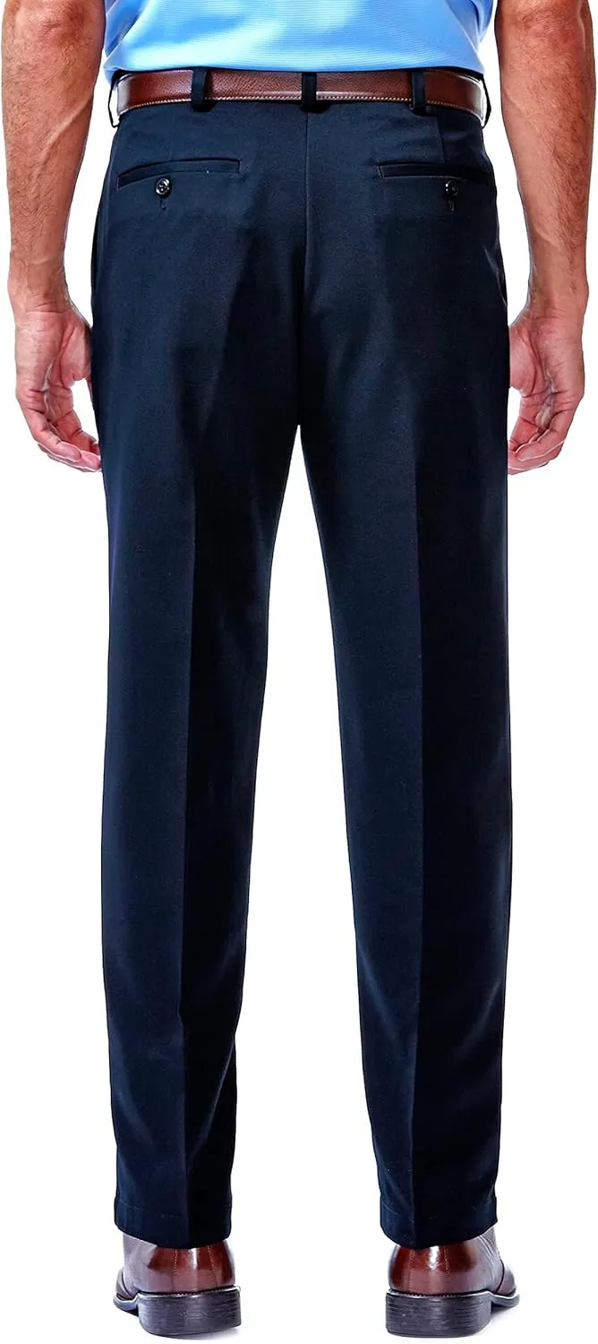 Haggar Men's Cool 18 Classic Fit Pleat Front Hidden Expandable Waistband Pant