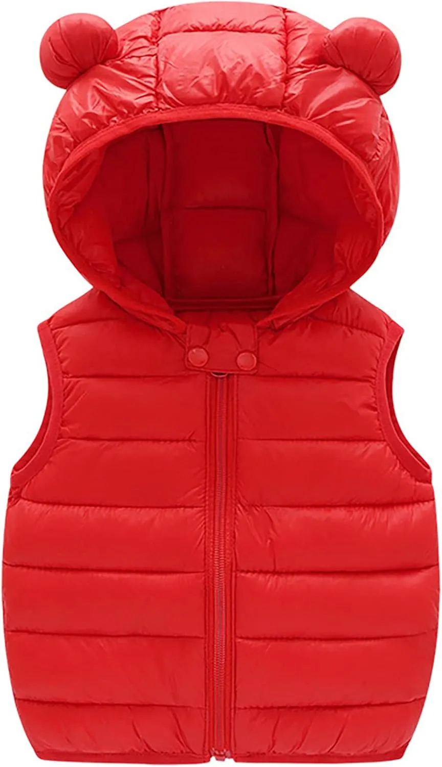 Happy Cherry Baby Boy Girls Quilted Sleeveless Jacket Hooded Puffer Vest Full Zip Waistcoat Ultra Light Gilet 2-7 Years