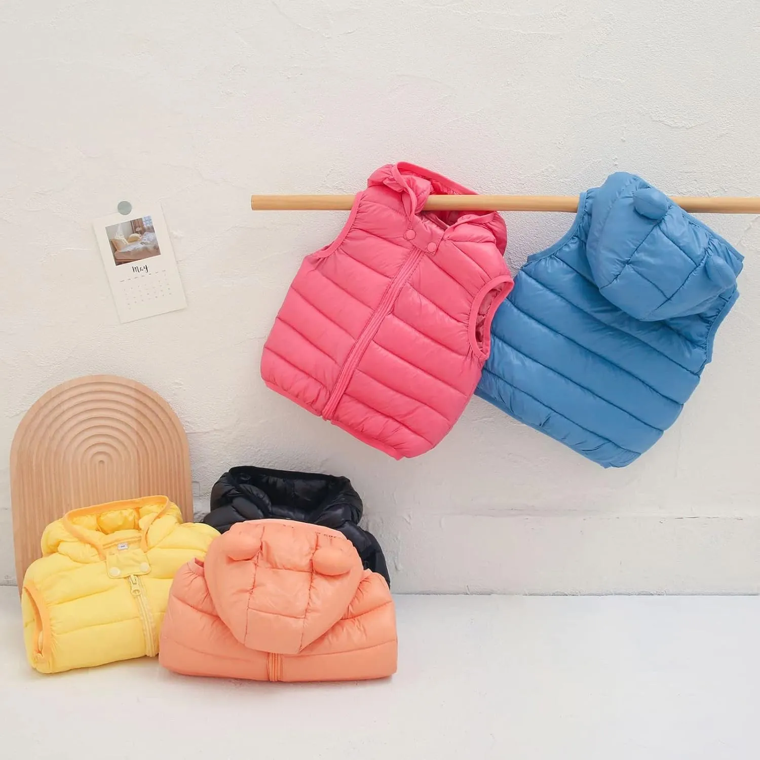 Happy Cherry Baby Boy Girls Quilted Sleeveless Jacket Hooded Puffer Vest Full Zip Waistcoat Ultra Light Gilet 2-7 Years
