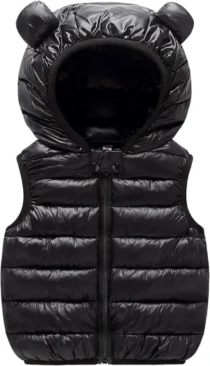 Happy Cherry Baby Boy Girls Quilted Sleeveless Jacket Hooded Puffer Vest Full Zip Waistcoat Ultra Light Gilet 2-7 Years
