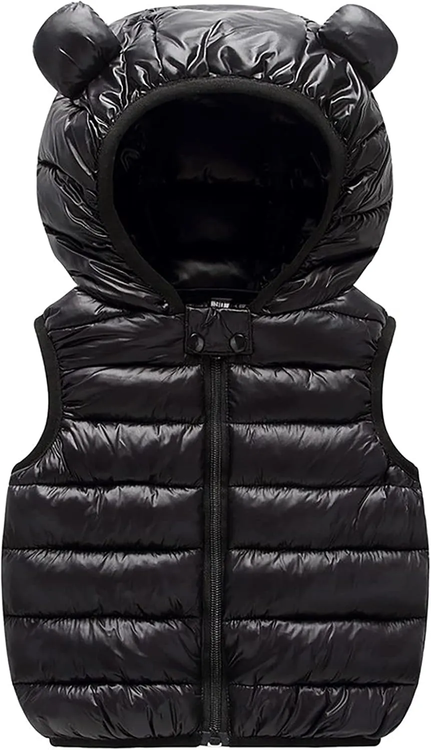 Happy Cherry Baby Boy Girls Quilted Sleeveless Jacket Hooded Puffer Vest Full Zip Waistcoat Ultra Light Gilet 2-7 Years