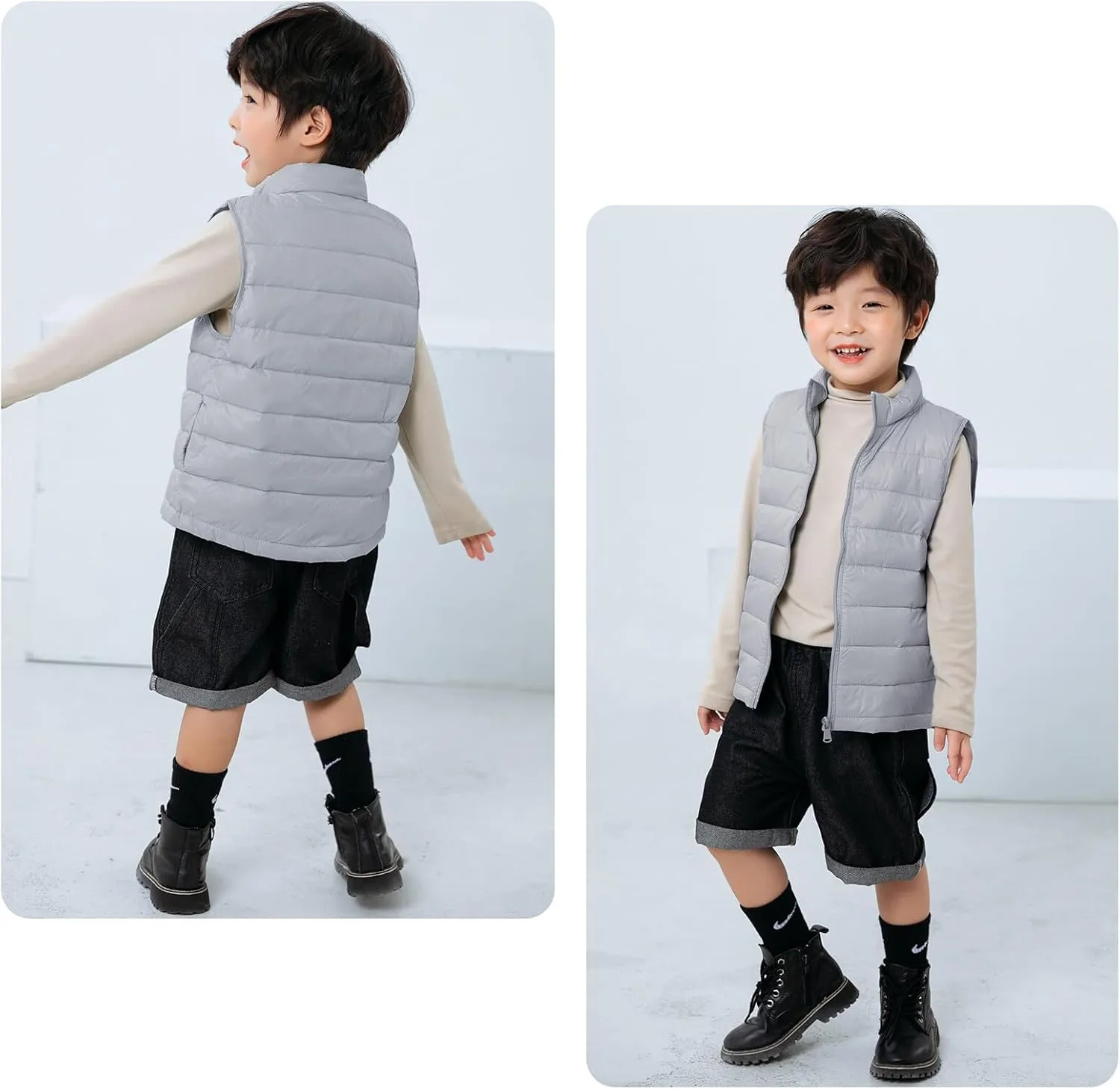 Happy Cherry Kids Winter Snow Puffer Down Vest Softshell Quilted Padded Sleeveless Jacket Ultra Light Waistcoat 4-12 Years