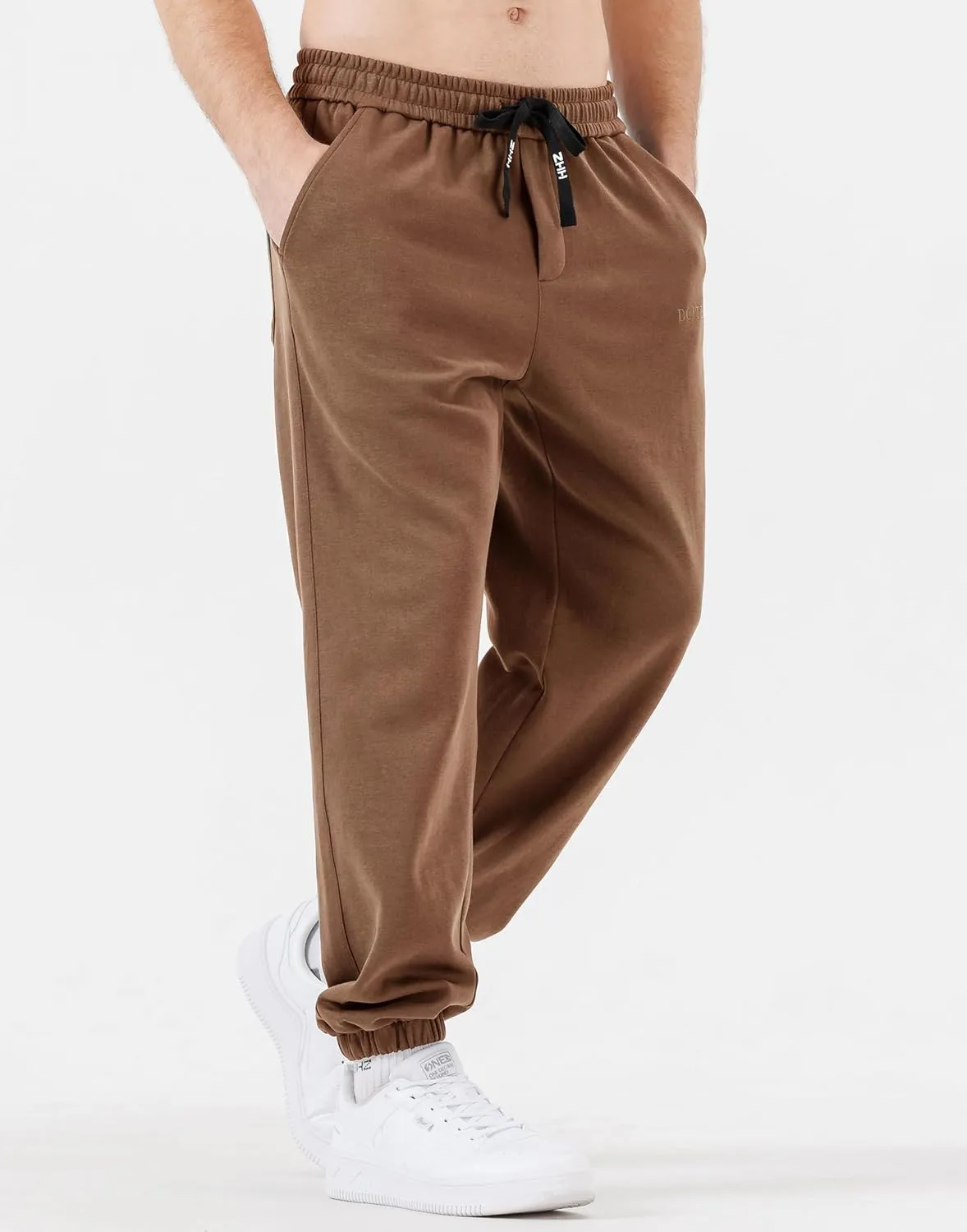 HHZ Men's Cotton Joggers Sweatpants Loose Baggy Gym Workout Yoga Lounge Pants with Elastic Bottom Straight Leg