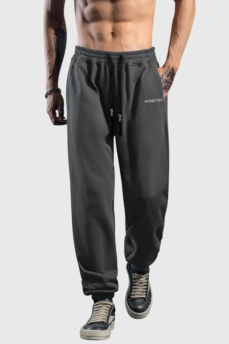 HHZ Men's Cotton Joggers Sweatpants Loose Baggy Gym Workout Yoga Lounge Pants with Elastic Bottom Straight Leg