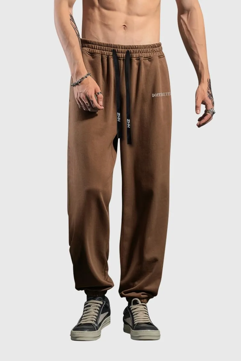 HHZ Men's Cotton Joggers Sweatpants Loose Baggy Gym Workout Yoga Lounge Pants with Elastic Bottom Straight Leg