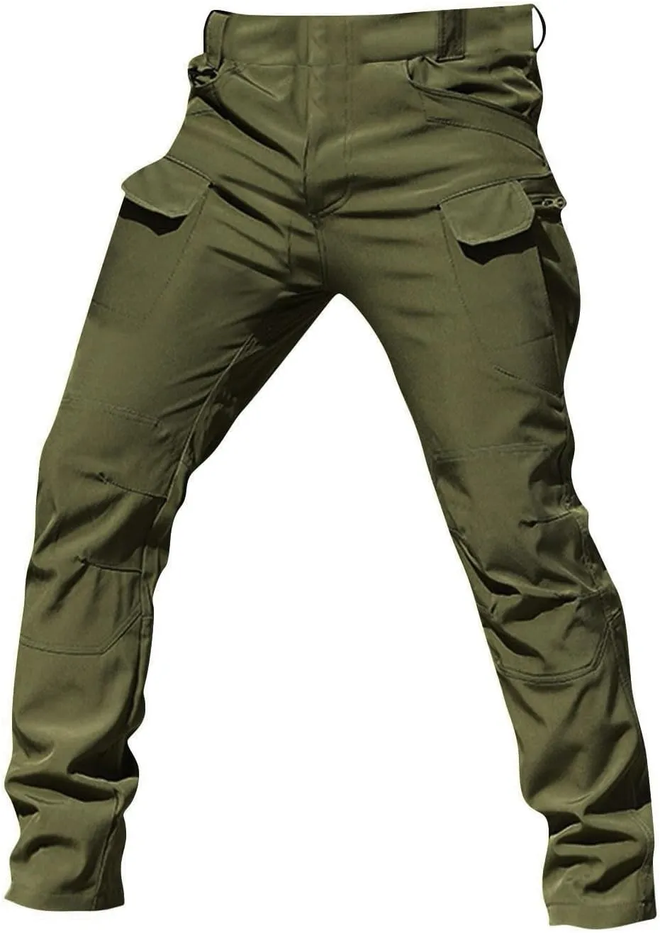 Hiking Pants Men Cargo Multi Pockets Relaxed Fit Pants Ripstop Stretch Slim Fit Pants Trousers Tactical