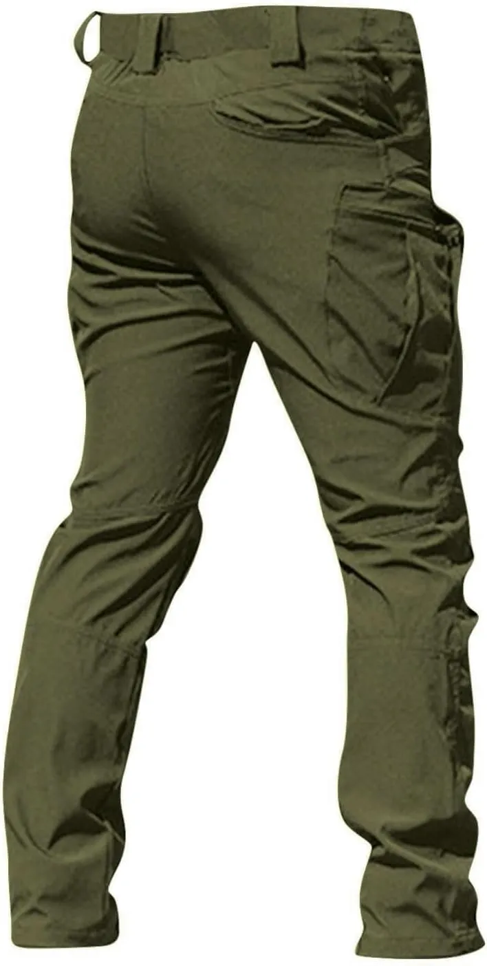 Hiking Pants Men Cargo Multi Pockets Relaxed Fit Pants Ripstop Stretch Slim Fit Pants Trousers Tactical