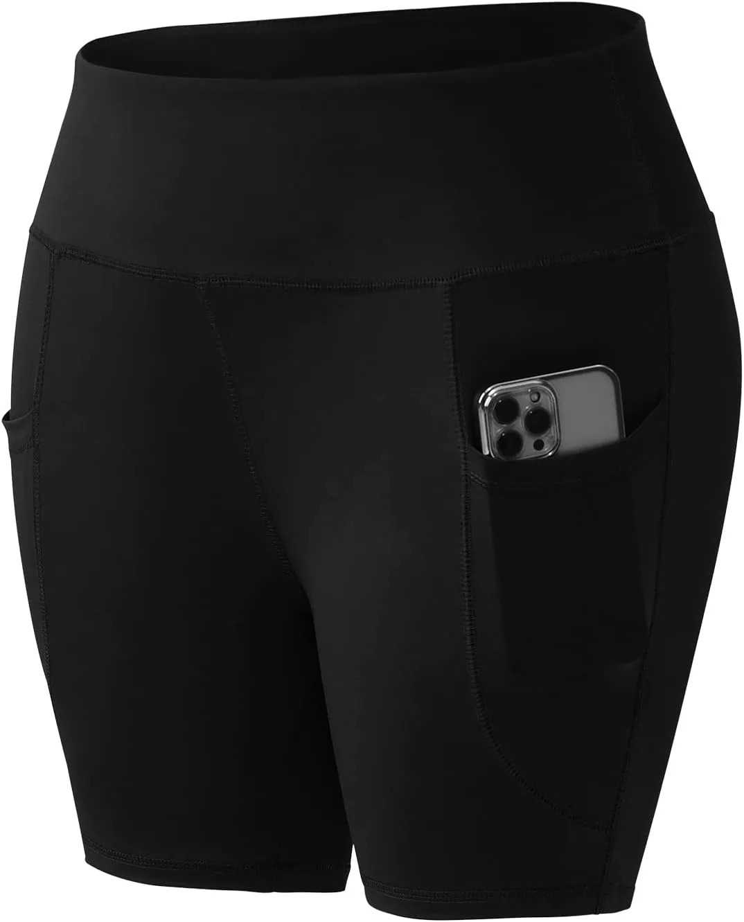 Honwenle Women's Plus Size Yoga Shorts High Waist Biker Workout Athletic Running Tummy Control Stretch Shorts with Pockets
