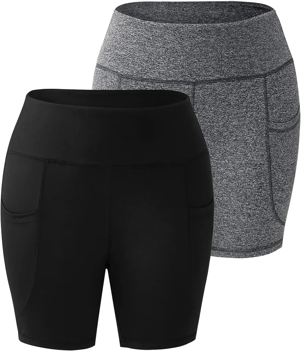 Honwenle Women's Plus Size Yoga Shorts High Waist Biker Workout Athletic Running Tummy Control Stretch Shorts with Pockets