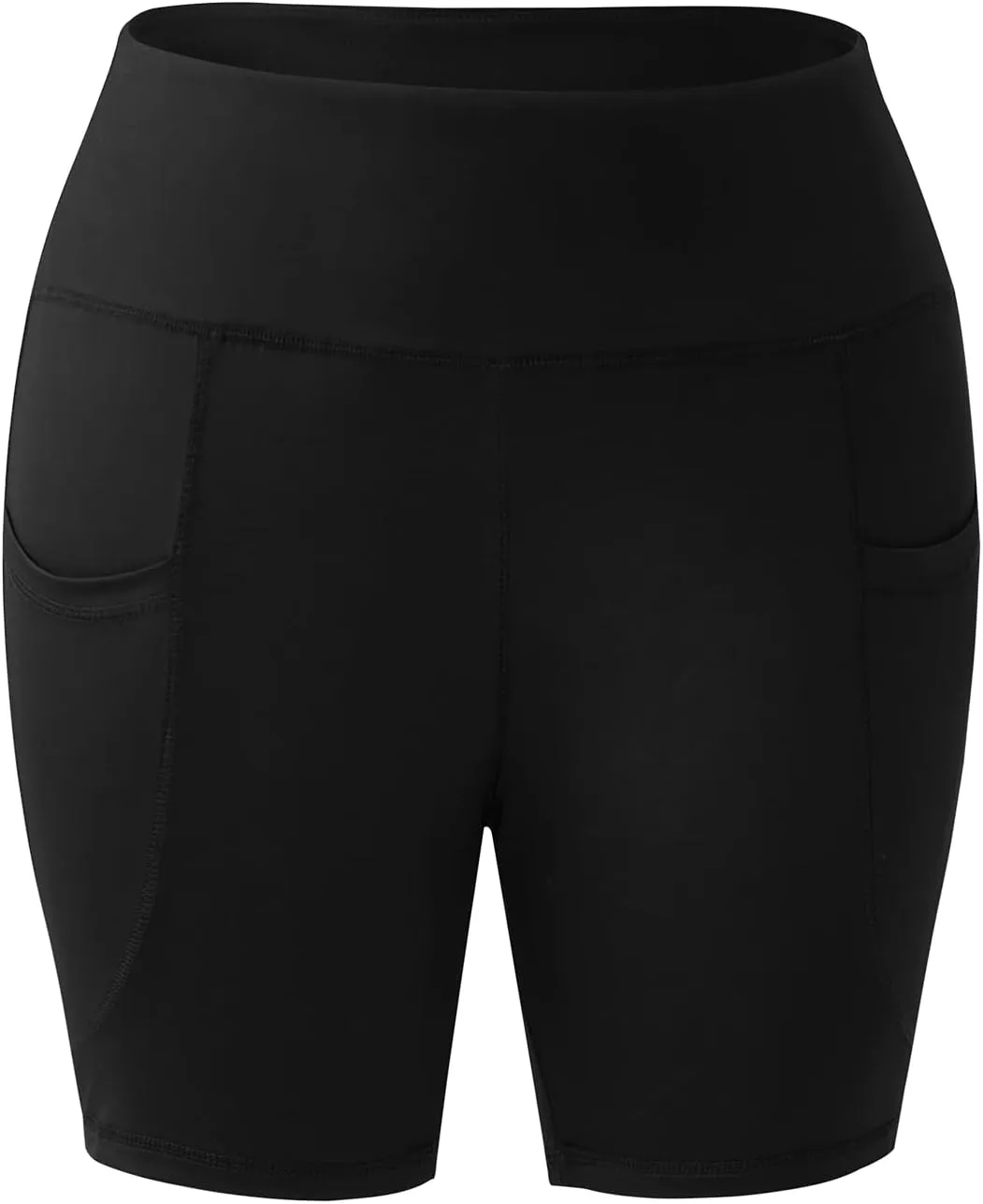Honwenle Women's Plus Size Yoga Shorts High Waist Biker Workout Athletic Running Tummy Control Stretch Shorts with Pockets