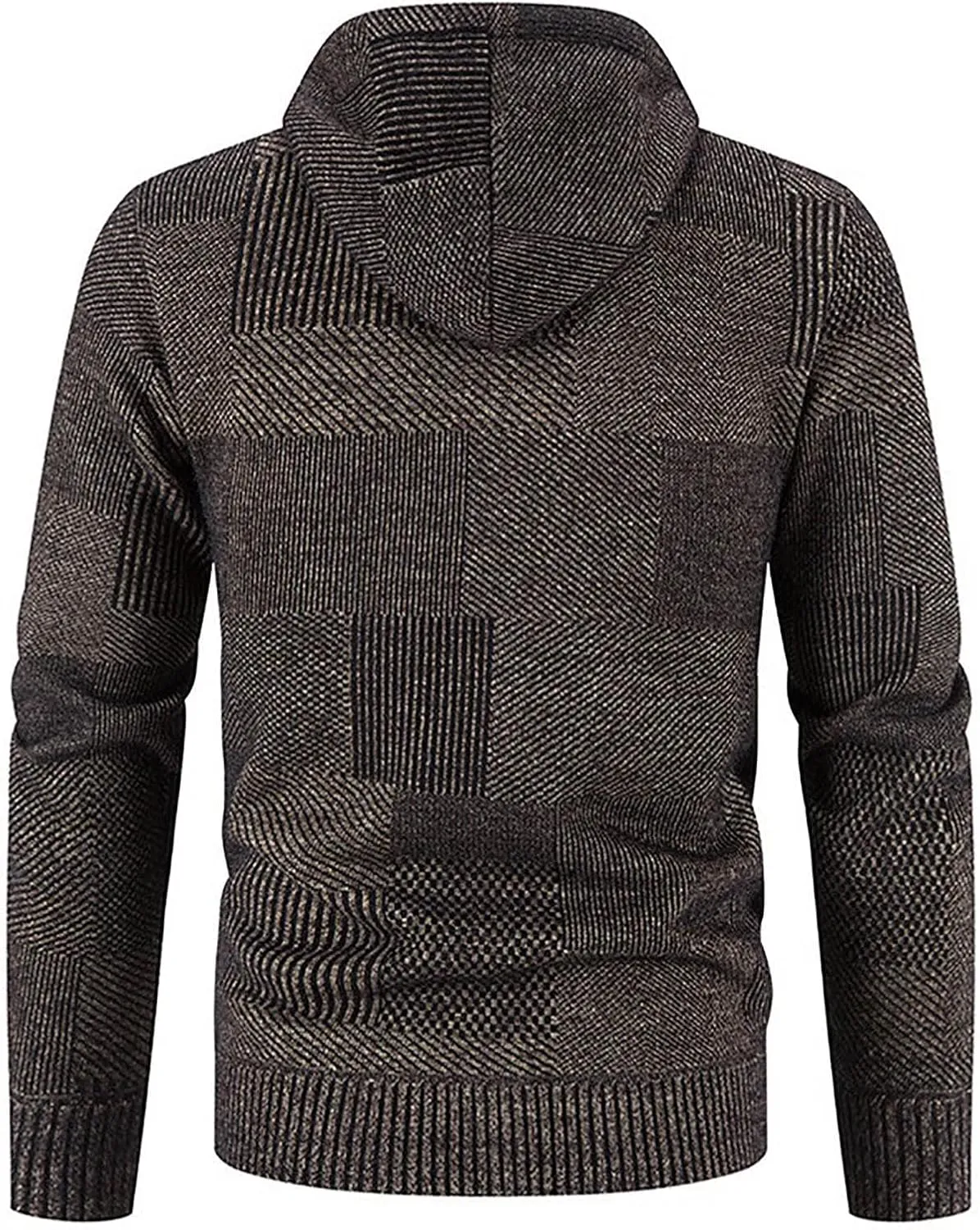 Hooded Fleece Jacket for Men Fashion Autumn Winter Thermal Coats Long Sleeve Slim Fit Sweater Cardigan Jackets