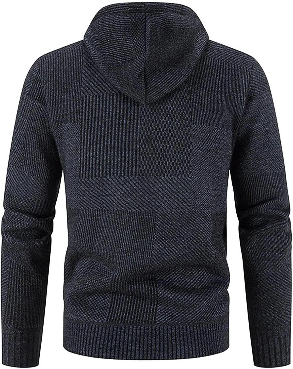 Hooded Fleece Jacket for Men Fashion Autumn Winter Thermal Coats Long Sleeve Slim Fit Sweater Cardigan Jackets