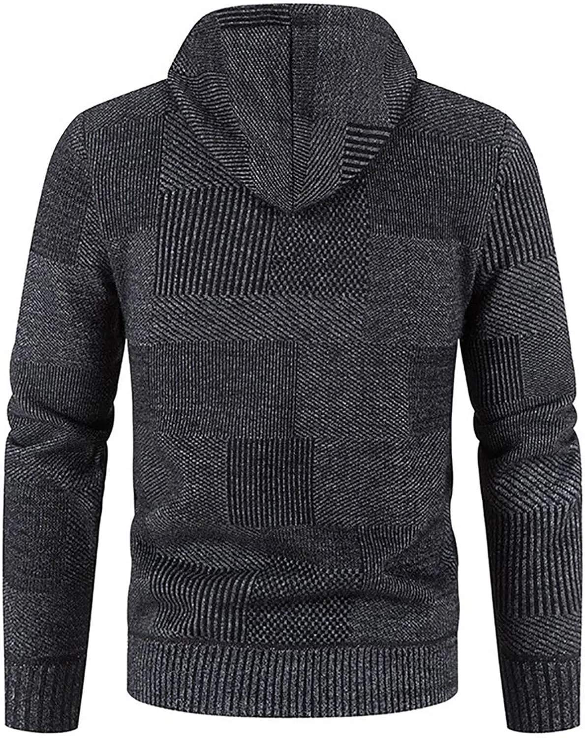 Hooded Fleece Jacket for Men Fashion Autumn Winter Thermal Coats Long Sleeve Slim Fit Sweater Cardigan Jackets