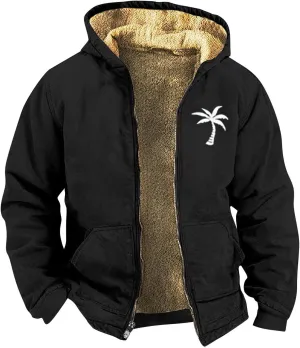 Hoodies For Men Zip Up Winter Fleece Lined Graphic Jacket Oversized Casual Thermal Coat Big And Tall Heated Heavy Outwear
