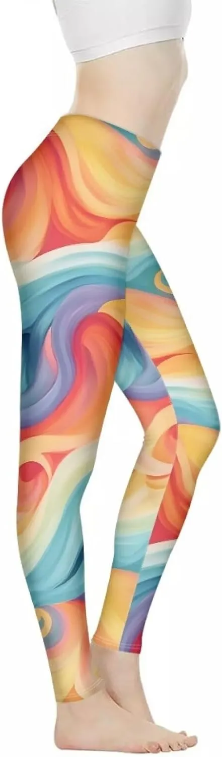 Irisjudy Christmas Cane Candy Leggings for Women Paint Splash High Waist Workout Yoga Pants Snowflake Stretchy Gym Trousers